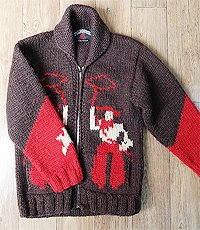 WILDHORSE 캐나다 헨드메이드 양모100% 인디언 코위챤 스웨터(cowichan sweater) 95-100사이즈! 굿 컨디션!