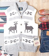캐나다 핸드메이드 양모100% 인디언 코위챤 스웨터 cowichan sweater~! 105사이즈~! 신품급 최상 컨디션~!